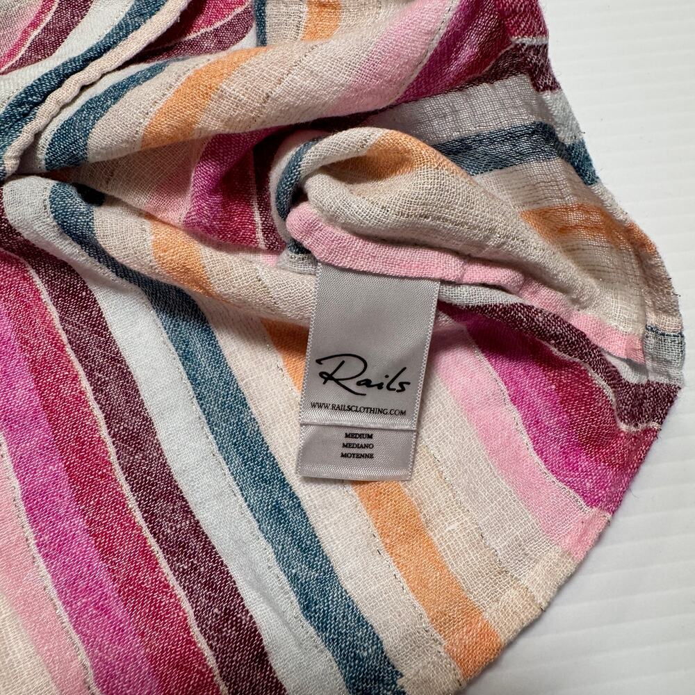 Rails Amelie Avila Stripe Linen Blend Button Down Shirt Women’s Medium Resort - Picture 9 of 16